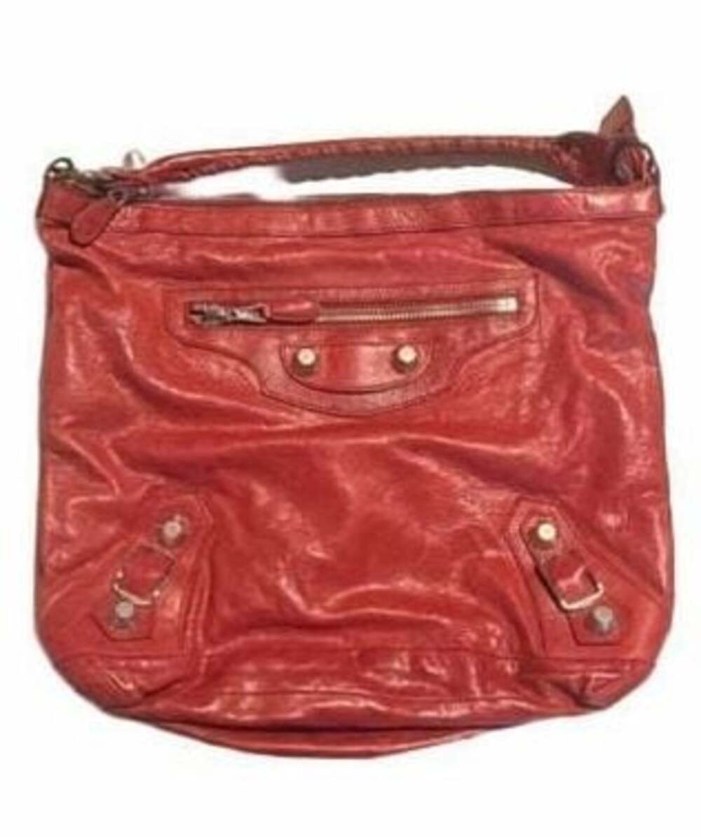 Authentic Balenciaga Red Leather Motocross Giant 21 Day Hobo Bag